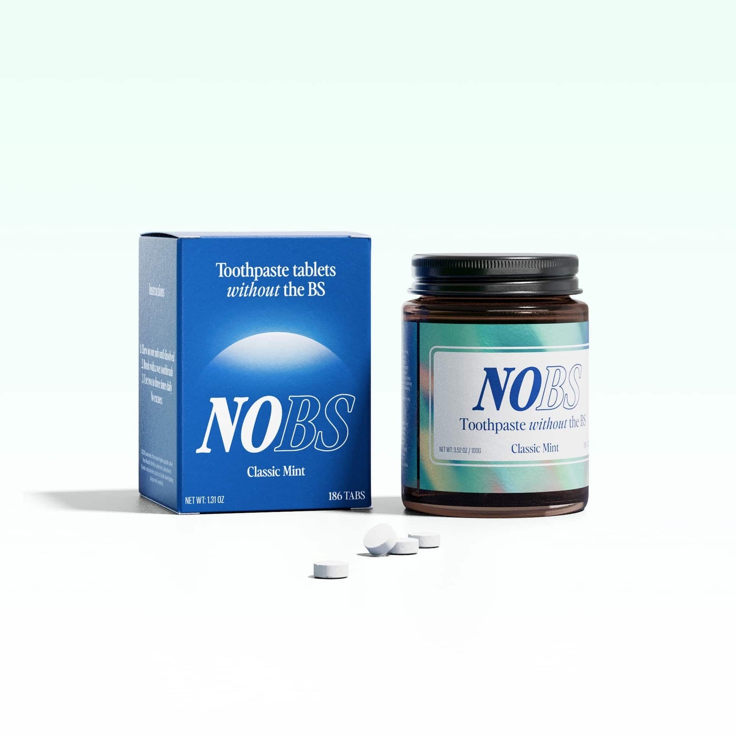 NOBS (No Bad Stuff) Toothpaste Tablets - Nano Hydroxyapatite, Fluoride & Plastic Free, Eco & Travel Friendly - Remineralize with NHA.  2-pack