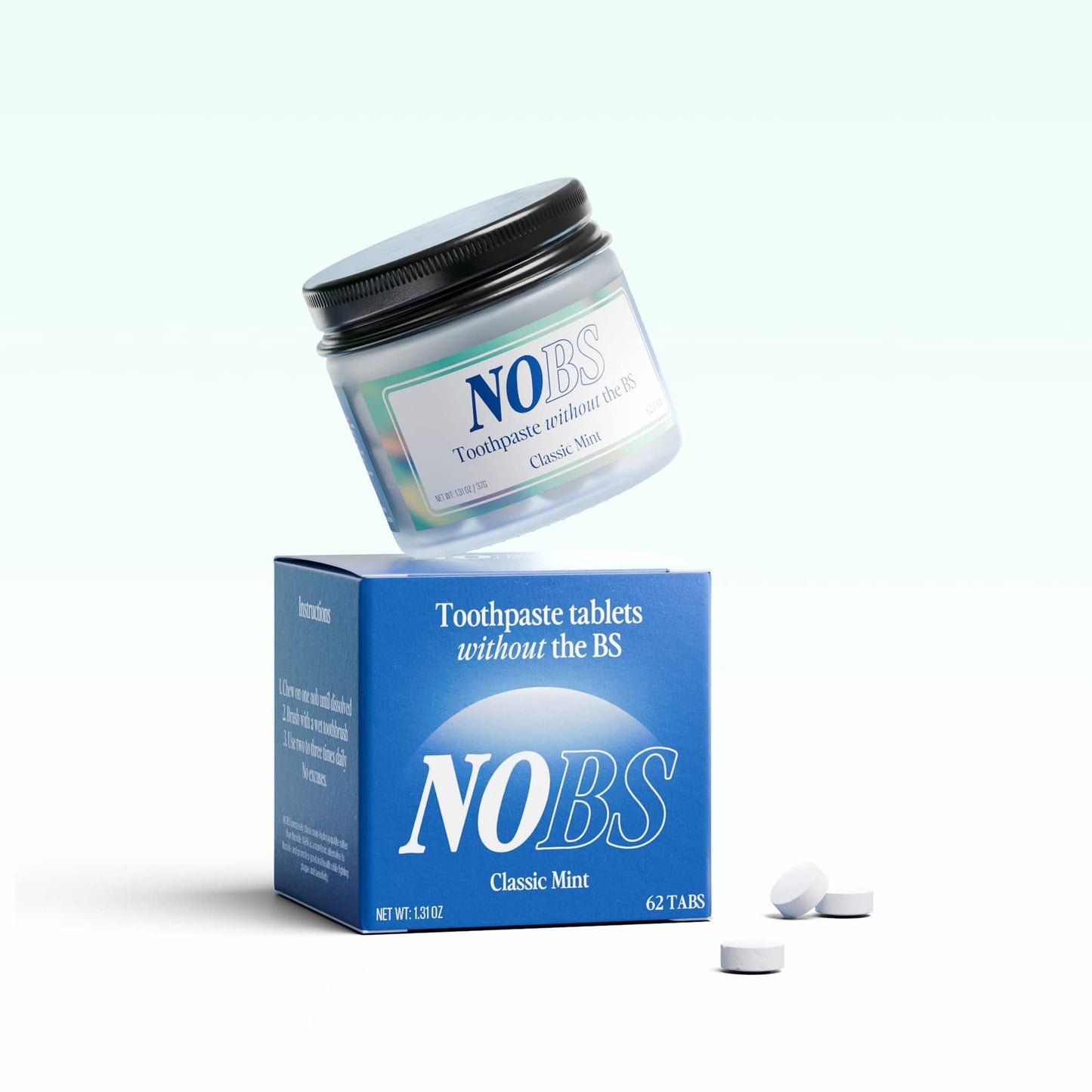 NOBS (No Bad Stuff) Toothpaste Tablets - Nano Hydroxyapatite, Fluoride & Plastic Free, Eco & Travel Friendly - Remineralize with NHA.  2-pack